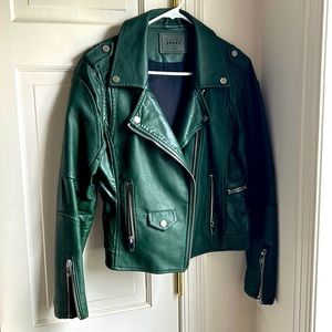 Dark Green Fake Leather Jacket